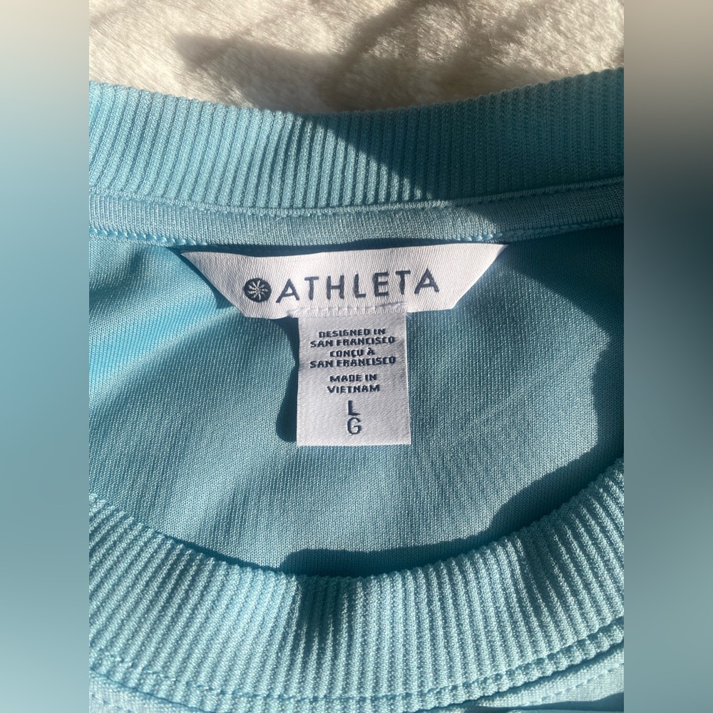 Athleta Seasoft Rib Crewneck Sweatshirt in Waterloo Blue, NWT
